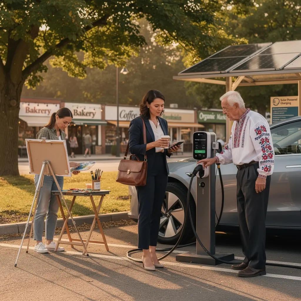 Ügyfelek, akik élvezik a tagsági jutalmakat a töltőállomás használata során.